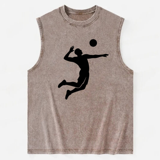 Volleyball player spiking ball - Vintage Washed Tank - Brown