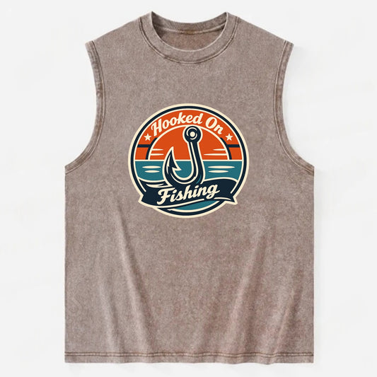 Angler's Emblem of Passion - Vintage Washed Tank - Brown