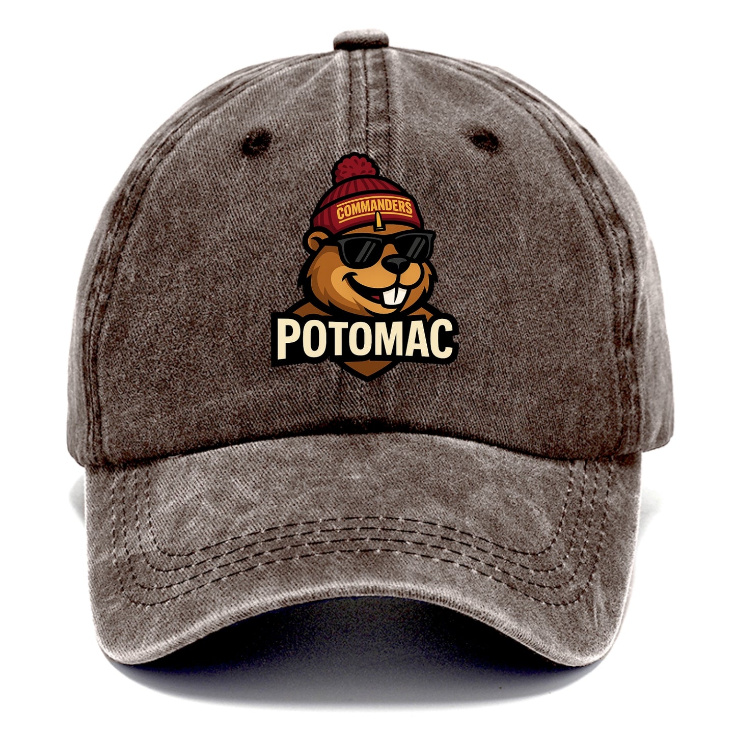 Potomac Beaver wearing Commanders beanie with monument patch and wayfarer sunglasses - Classic Cap - Brown