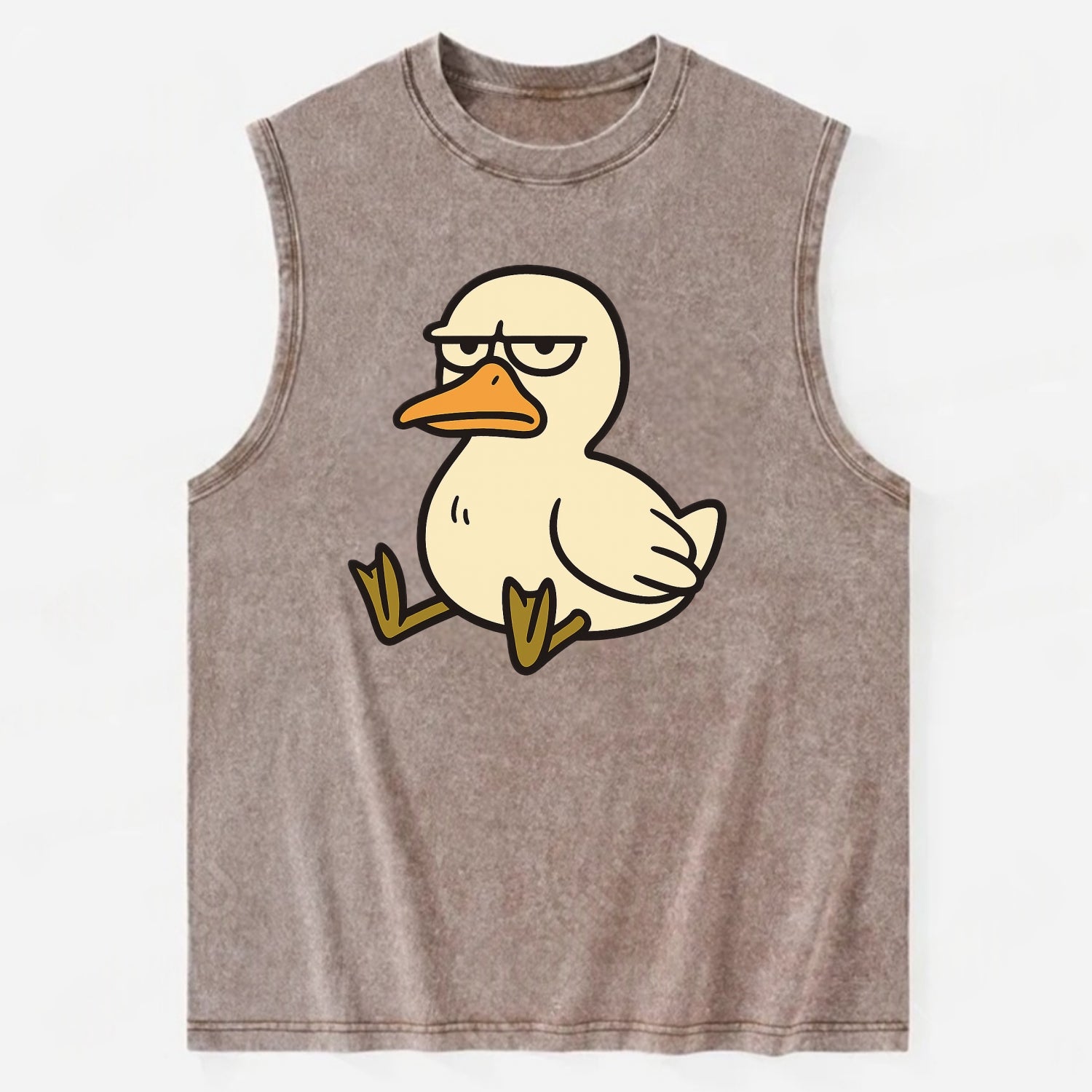 The Duck Judging Silently - Vintage Washed Tank - Brown