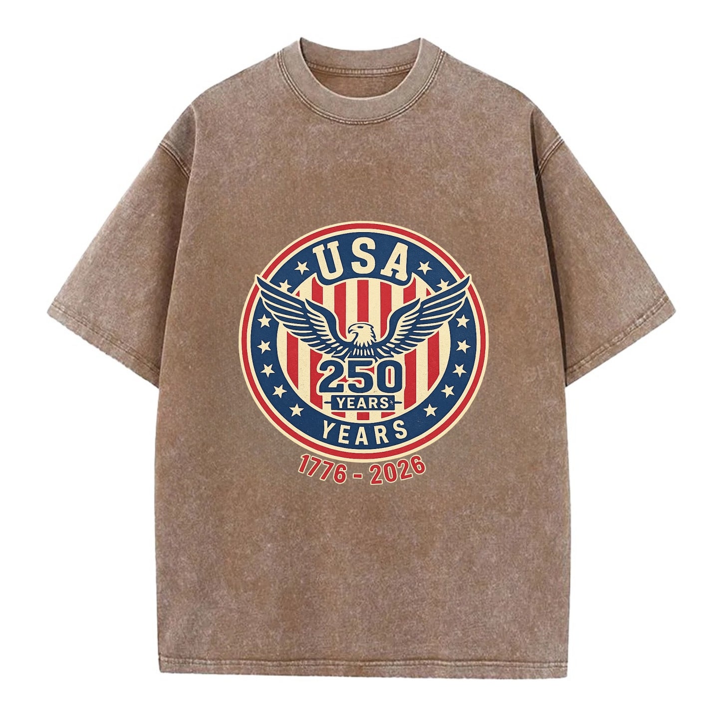 Usa 250 Years Eagle Seal - Vintage T-shirt - Brown