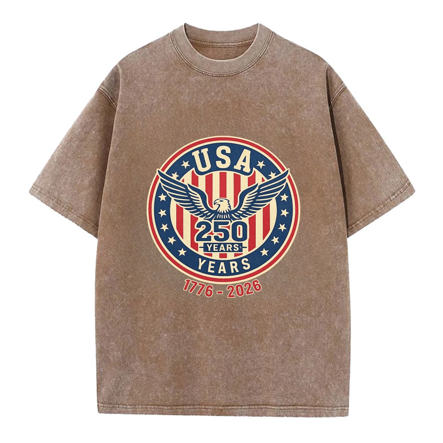 Usa 250 Years Eagle Seal - Vintage T-shirt - Brown