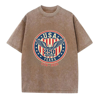 Usa 250 Years Eagle Seal - Vintage T-shirt - Brown