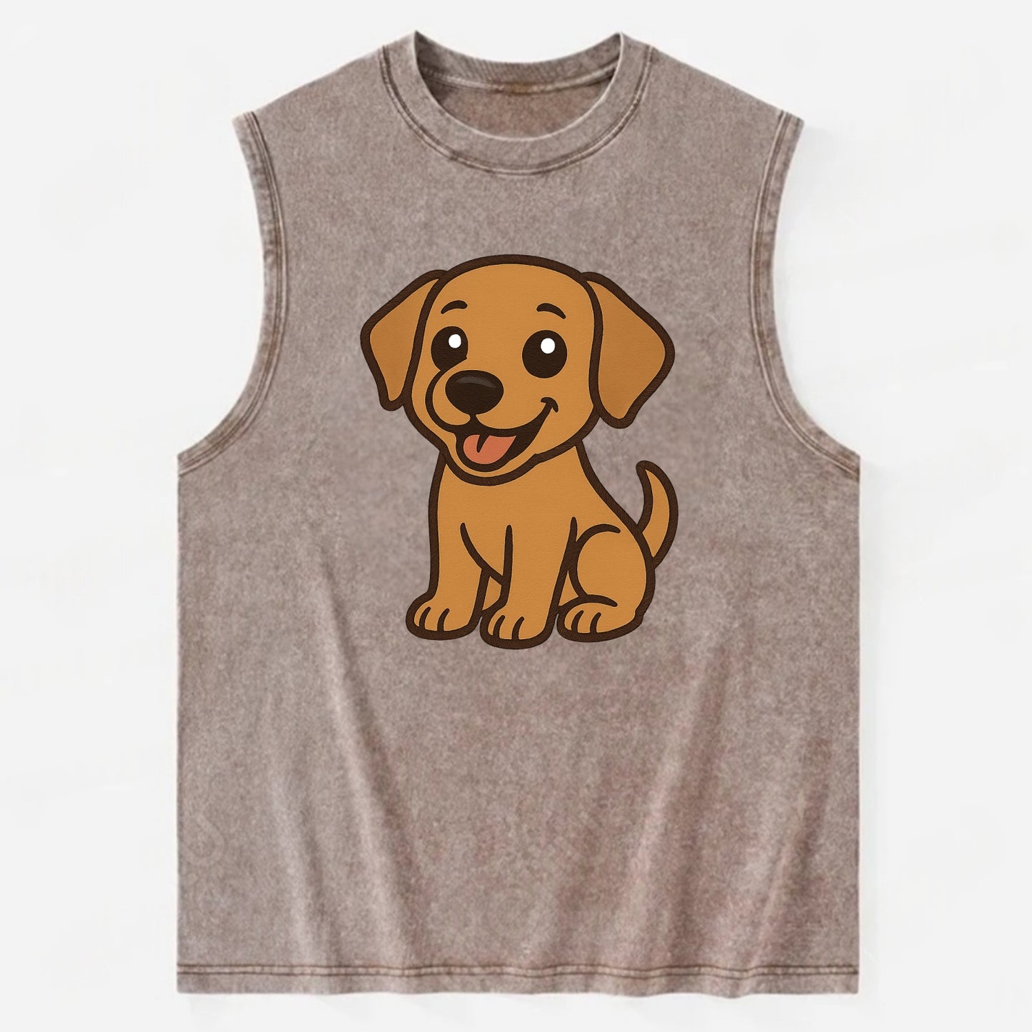 Labrador - Happy panting expression - Vintage Washed Tank - Brown