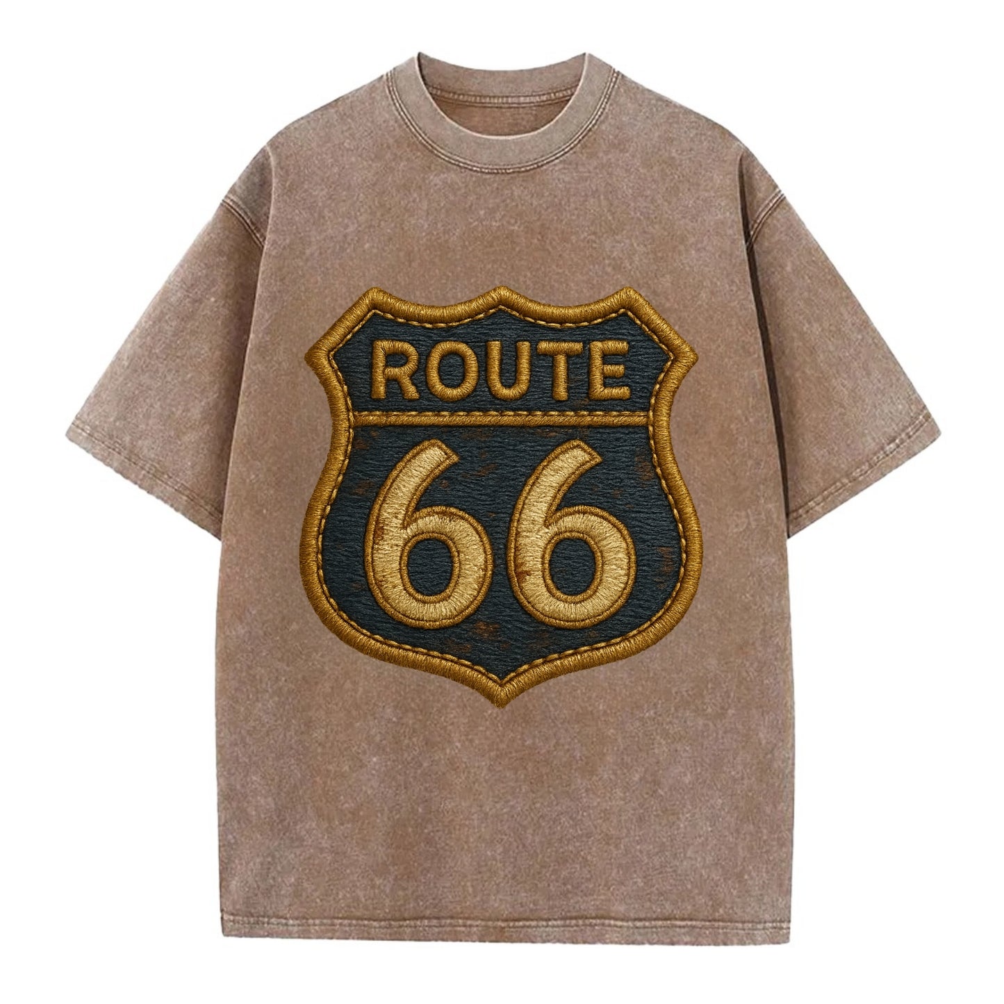 Route 66  - Vintage T-shirt - Brown