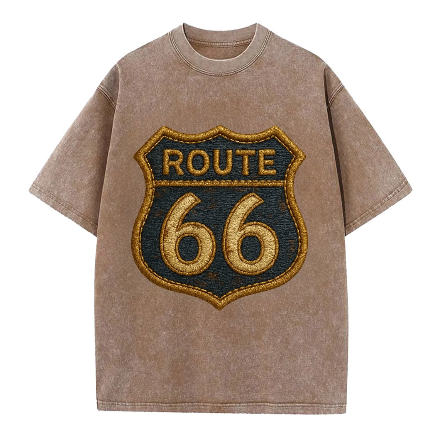 Route 66  - Vintage T-shirt - Brown