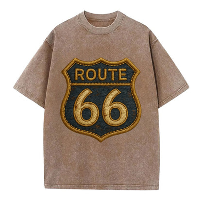 Route 66  - Vintage T-shirt - Brown