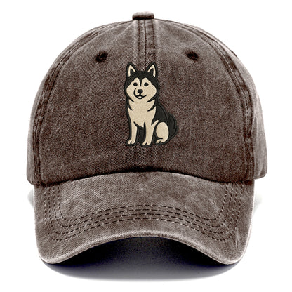 Pomsky - Pomeranian-Husky mix sitting po Classic Cap - Brown