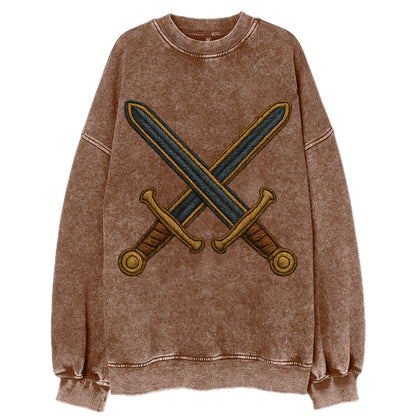 Crossed Swords  - Vintage Sweatshirt - Brown