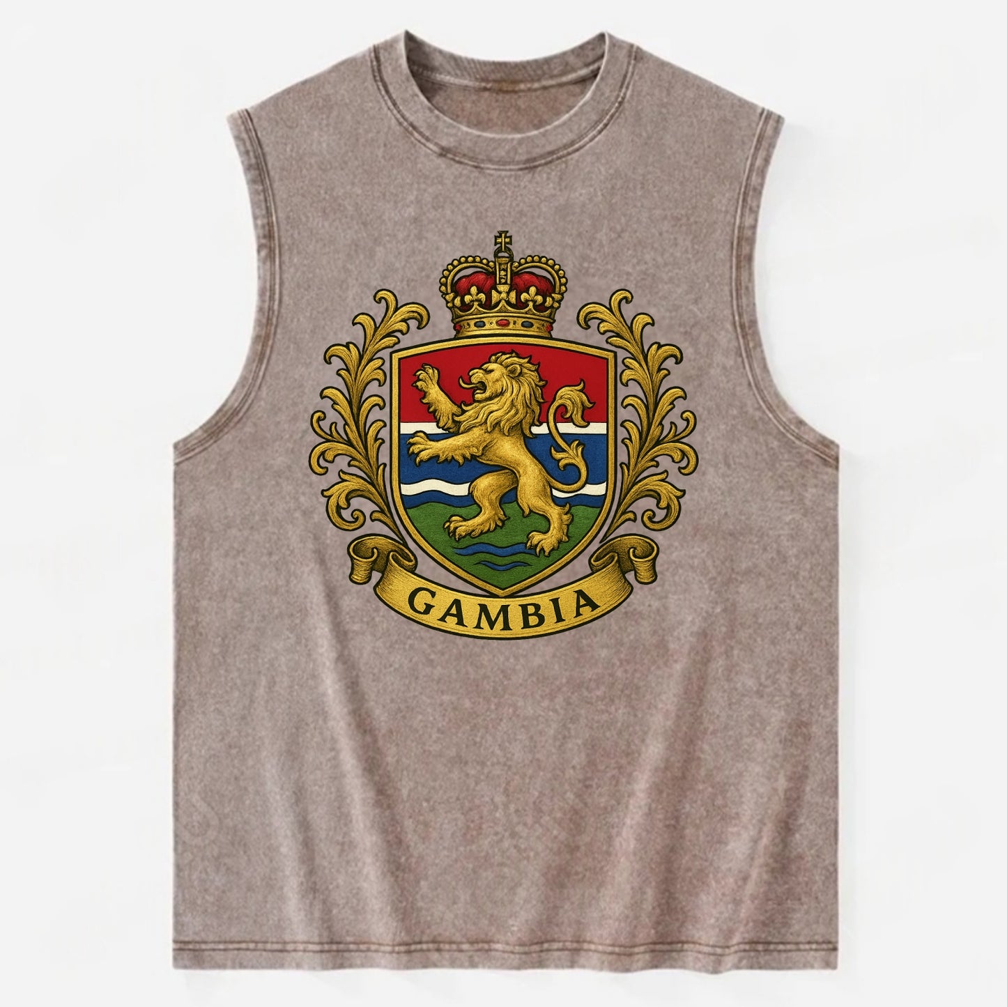 Gambia Heritage Badge  - Vintage Washed Tank - Brown