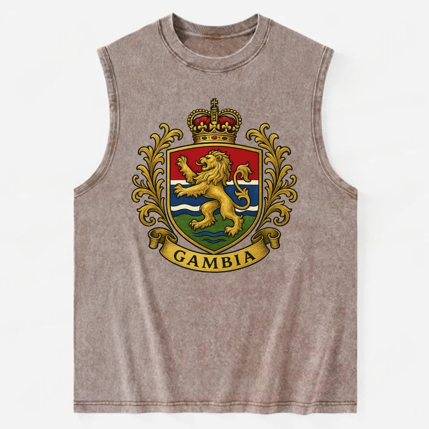 Gambia Heritage Badge  - Vintage Washed Tank - Brown