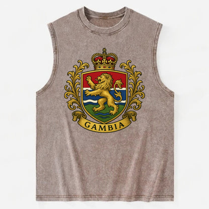 Gambia Heritage Badge  - Vintage Washed Tank - Brown