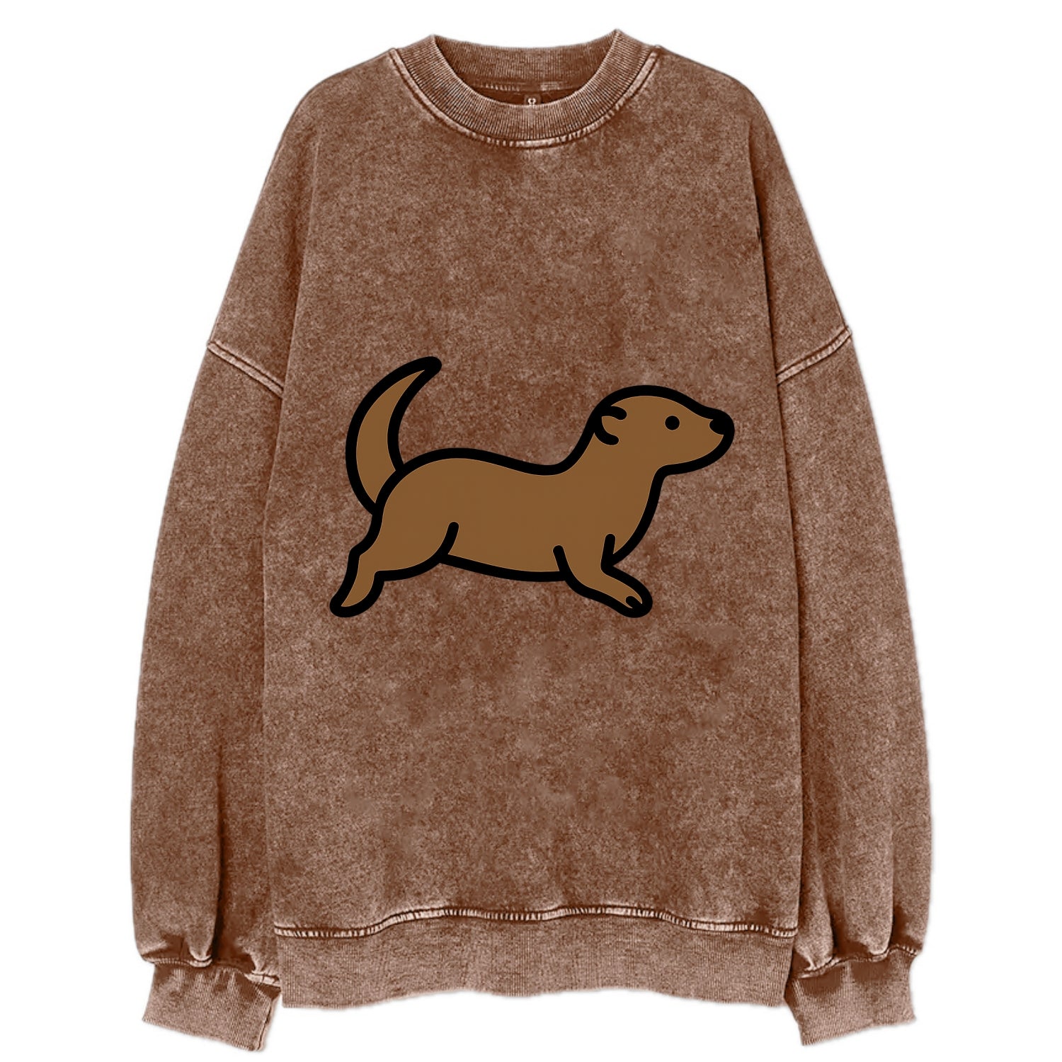 Otter - Brown sleek swimming pose flat side profile - Vintage Sweatshirt - Brown