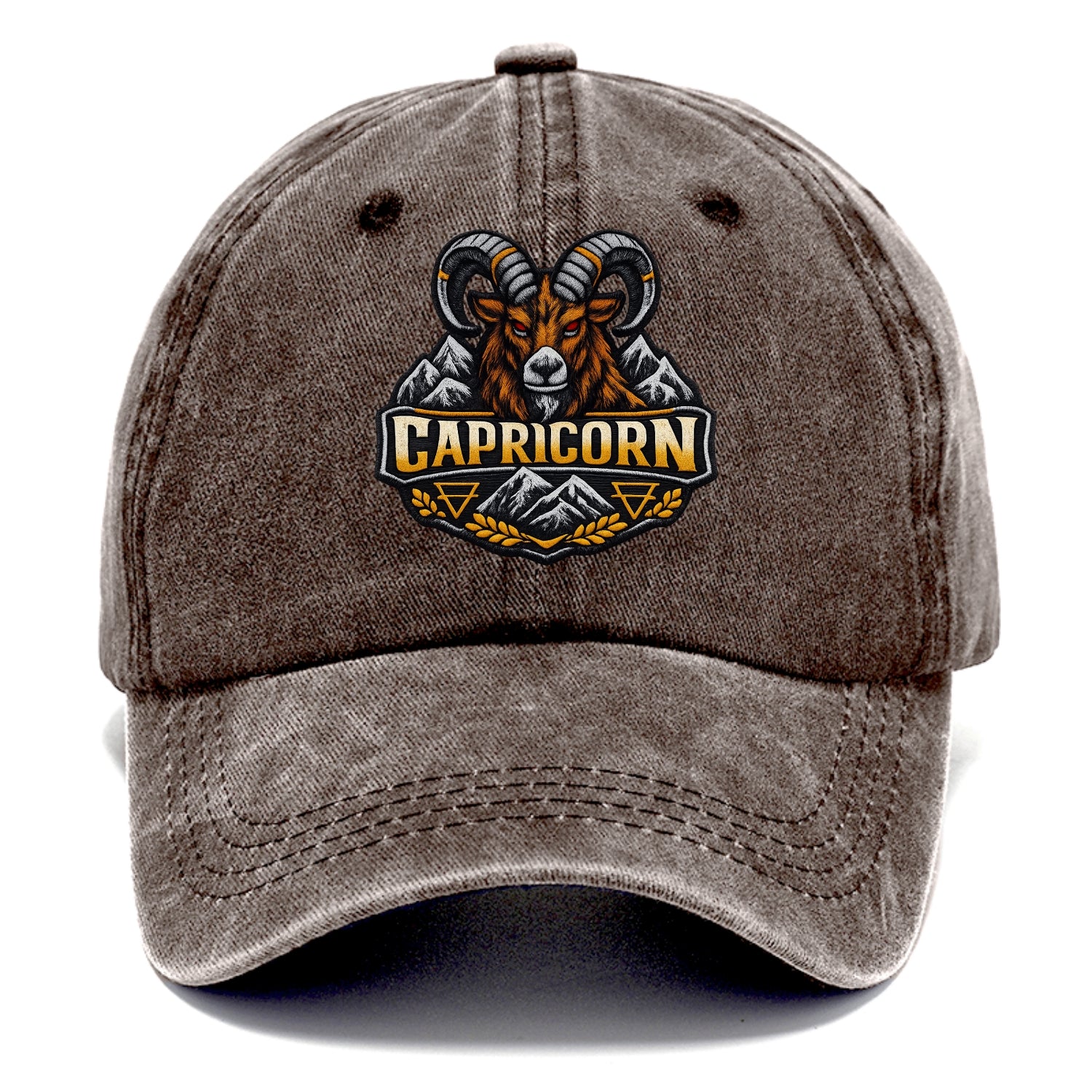 CAPRICORN GOAT - mountain goat in brown and gray , earth sign - Classic Cap - Brown