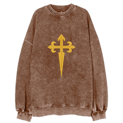 Order Of Santiago Cross - Vintage Sweatshirt - Brown