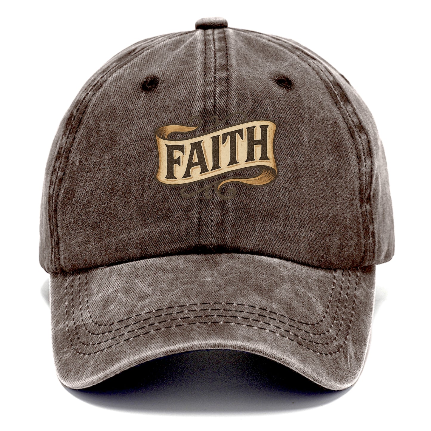 Bold typography design - "FAITH" - trust in the unseen, spiritual strength - Classic Cap - Brown