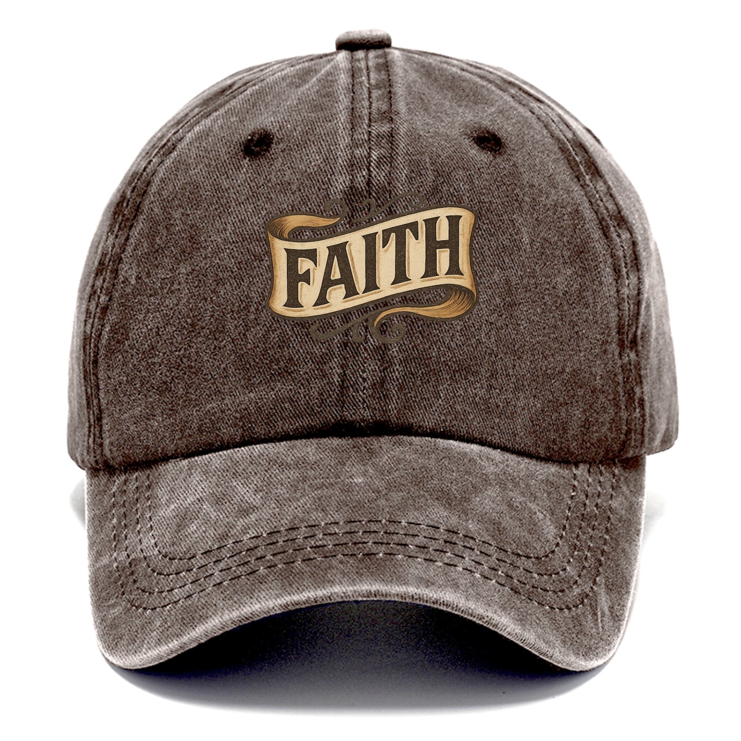 Bold typography design - "FAITH" - trust in the unseen, spiritual strength - Classic Cap - Brown