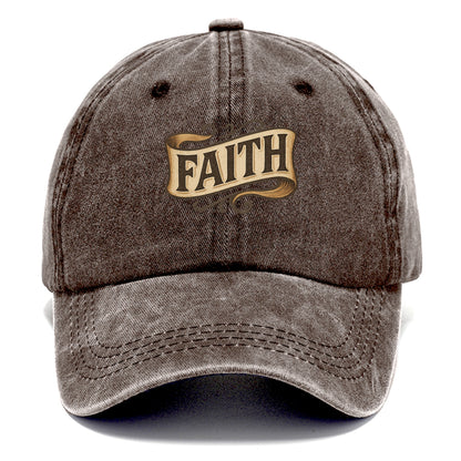 Bold typography design - "FAITH" - trust in the unseen, spiritual strength - Classic Cap - Brown