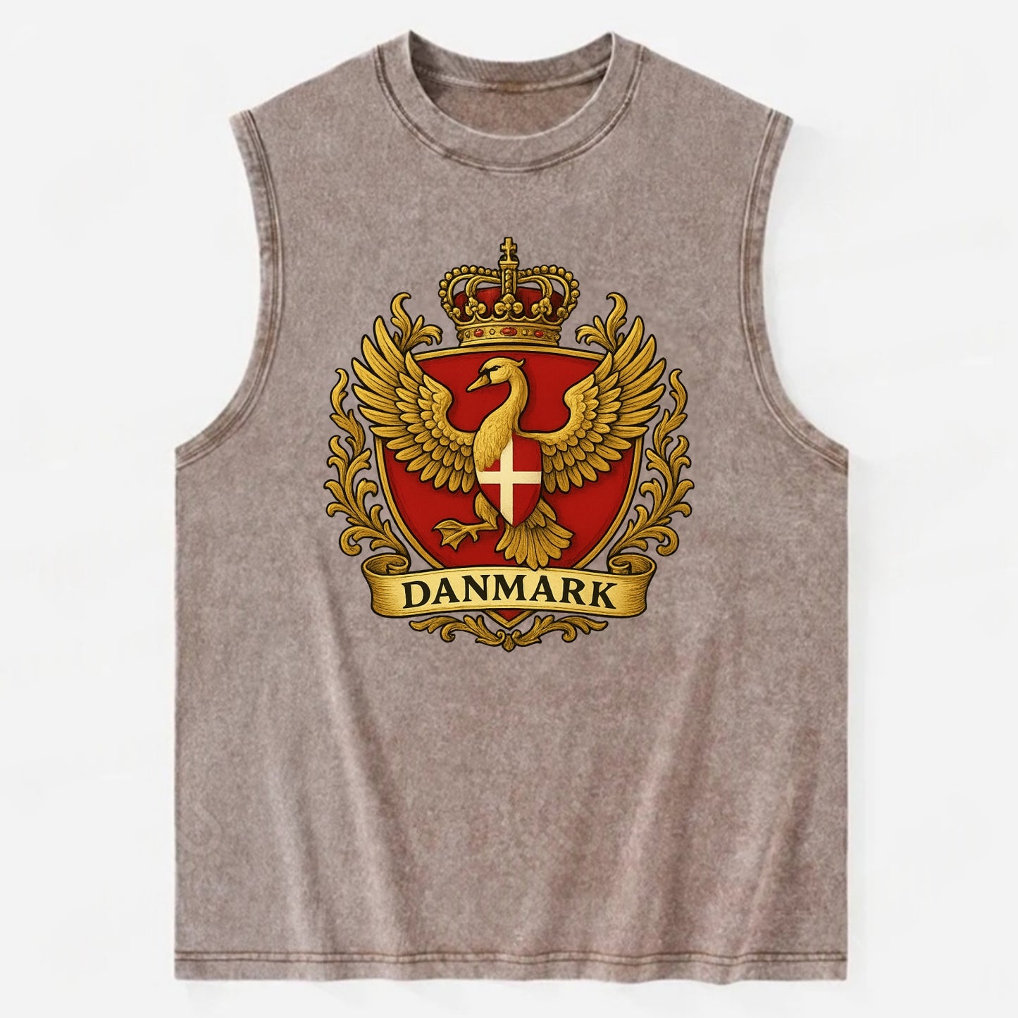 Denmark Heritage Badge  - Vintage Washed Tank - Brown