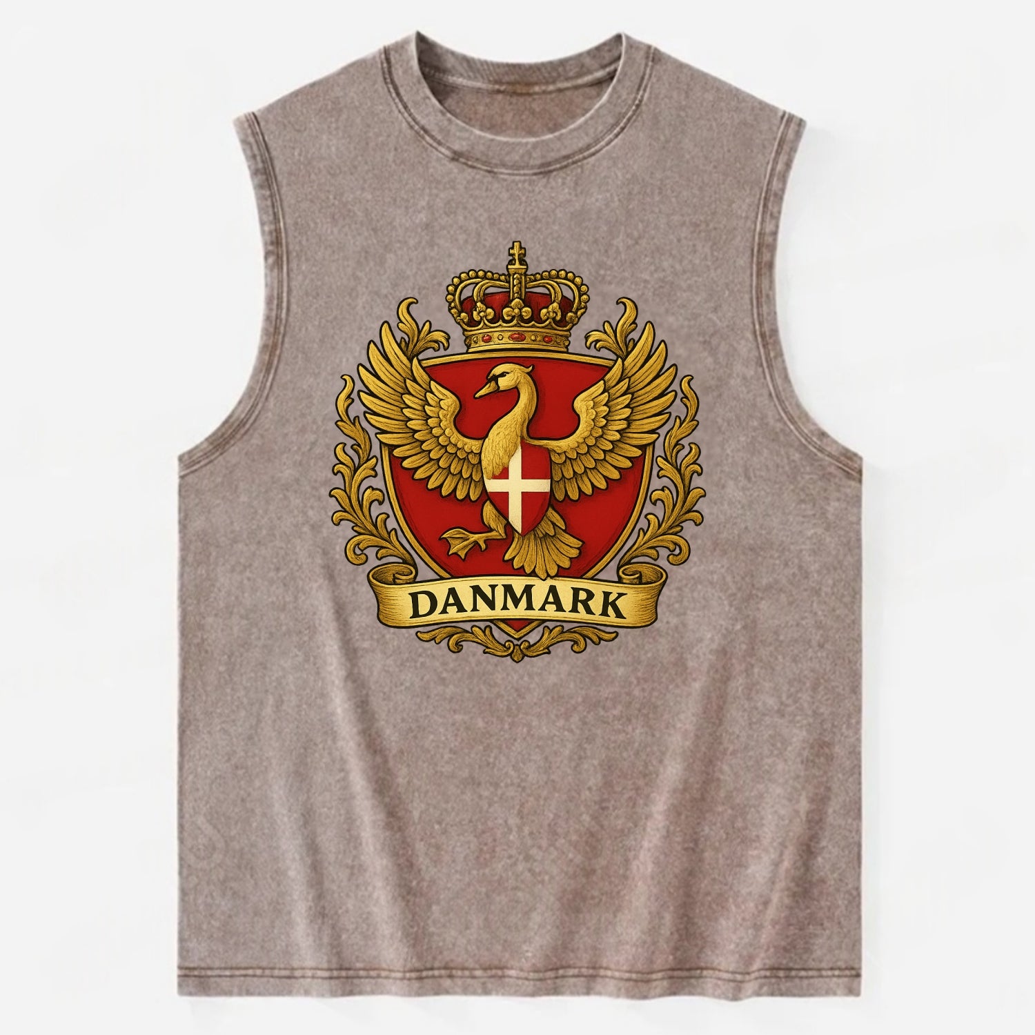 Denmark Heritage Badge  - Vintage Washed Tank - Brown