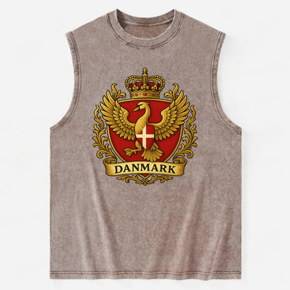 Denmark Heritage Badge  - Vintage Washed Tank - Brown