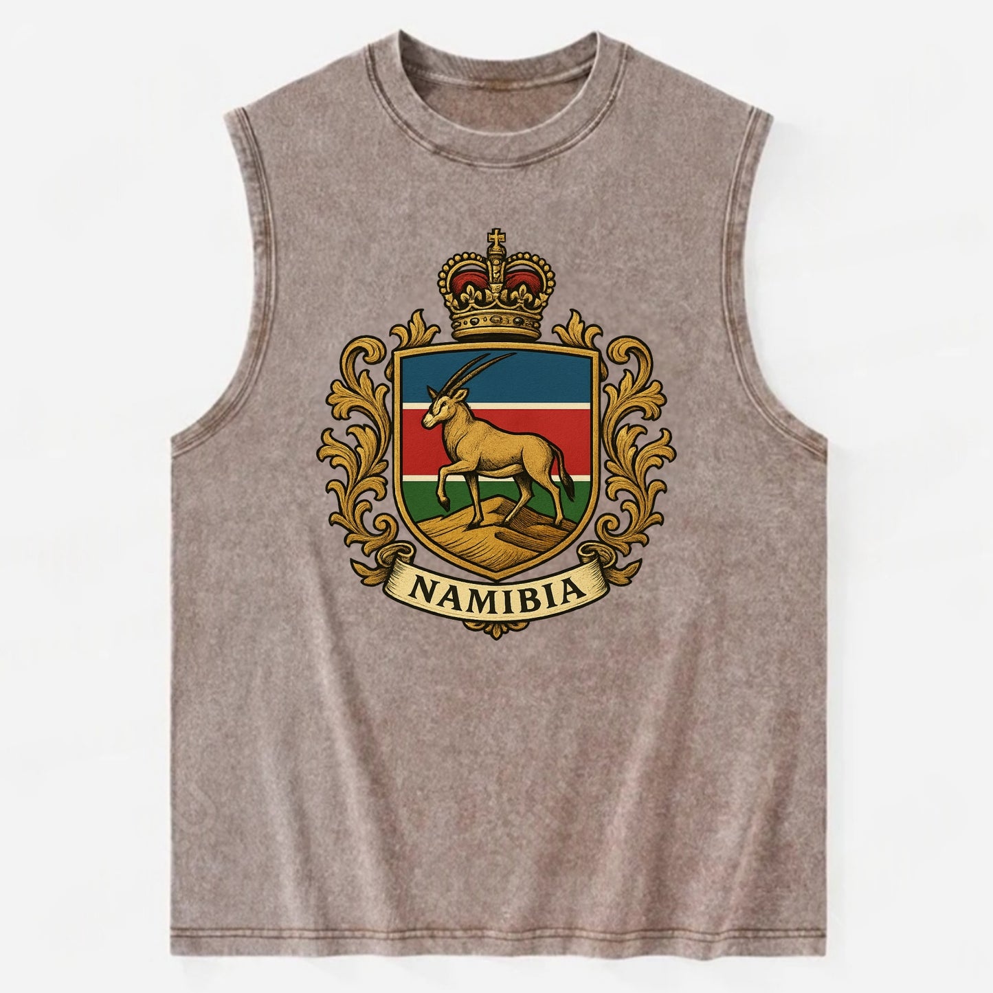 Namibia Heritage Badge  - Vintage Washed Tank - Brown