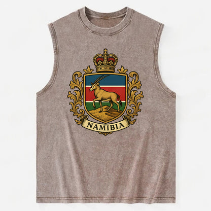 Namibia Heritage Badge  - Vintage Washed Tank - Brown