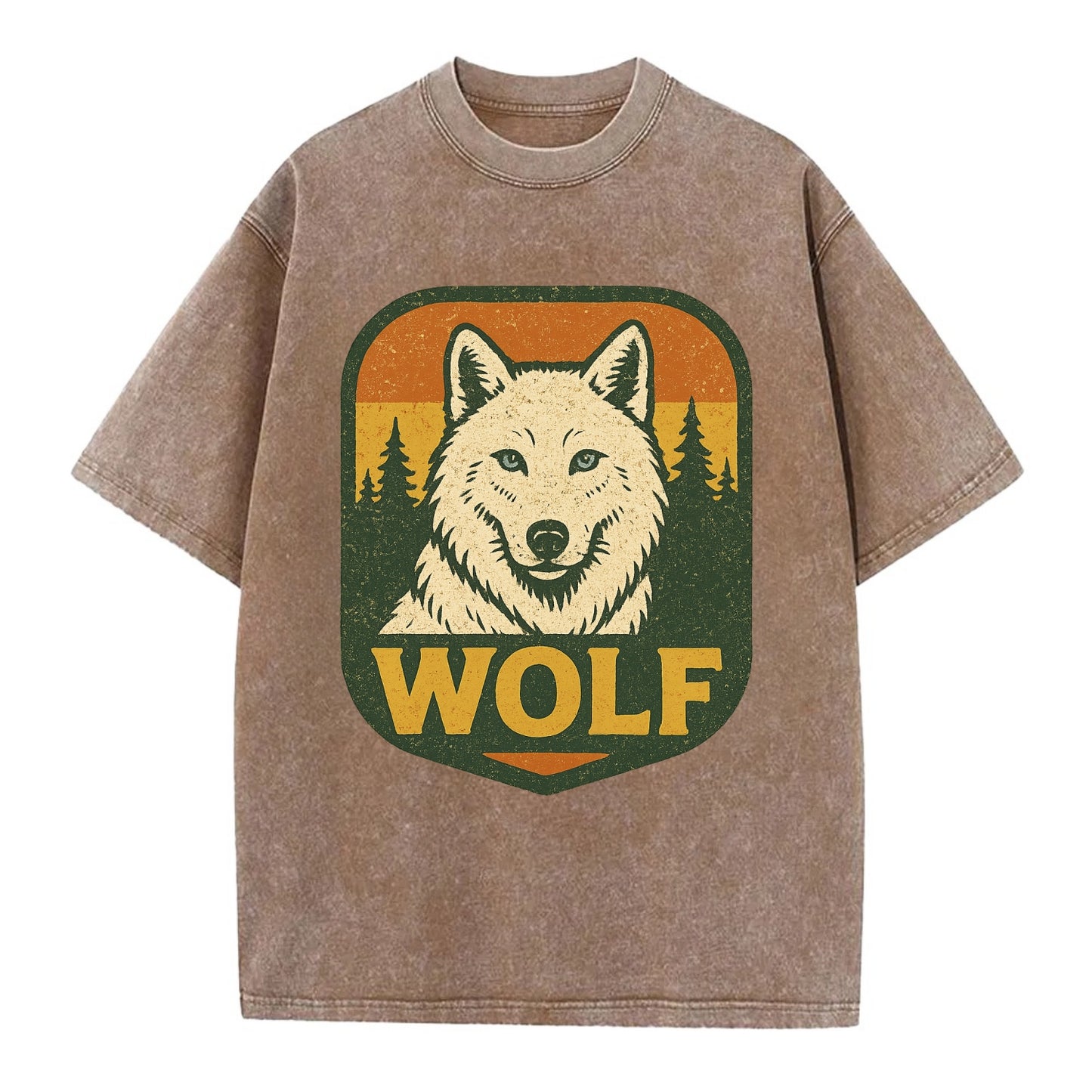 Arctic White Wolf  - Vintage T-shirt - Brown