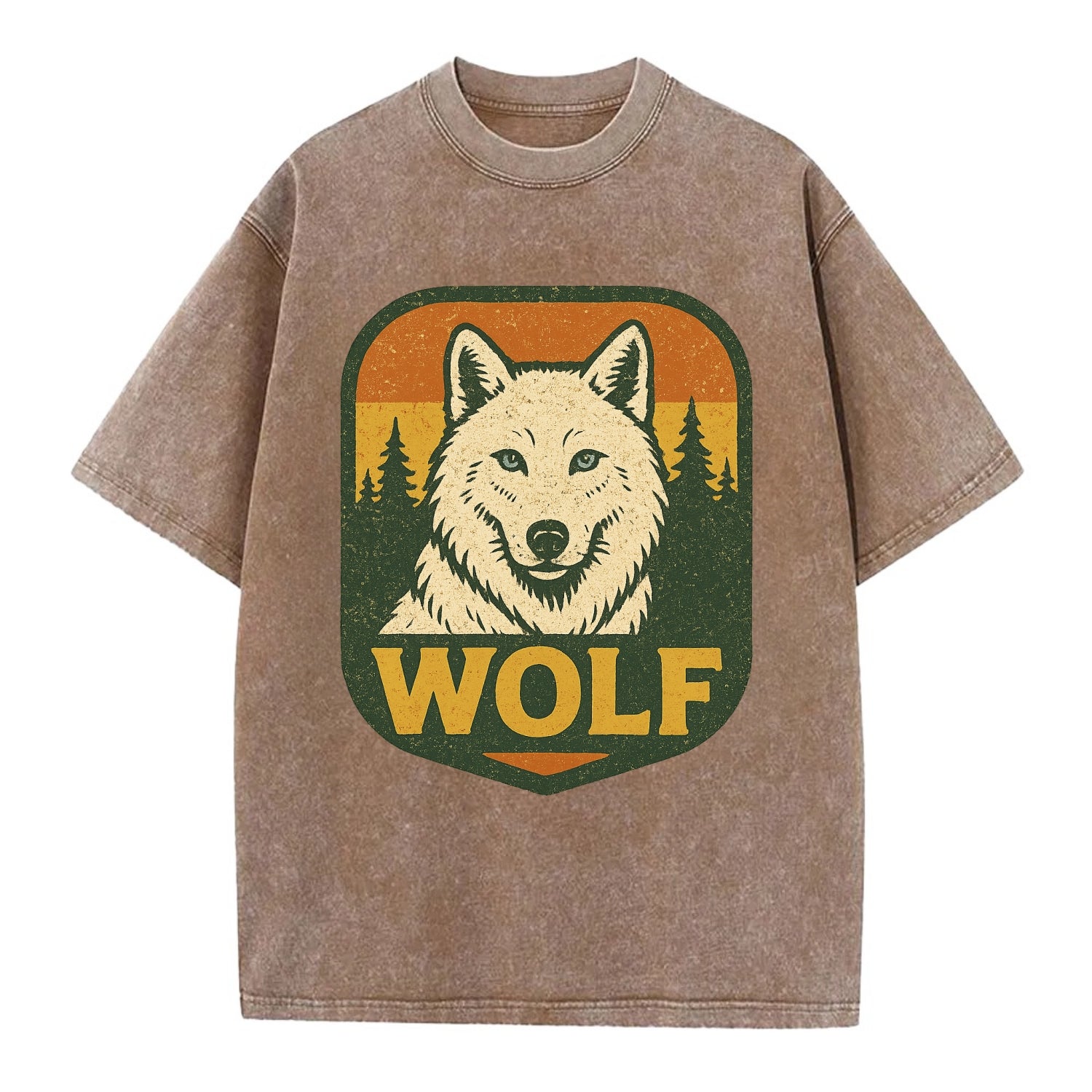 Arctic White Wolf  - Vintage T-shirt - Brown