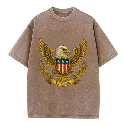 Usa Heritage Eagle Baseball Cap 2 - Vintage T-shirt - Brown