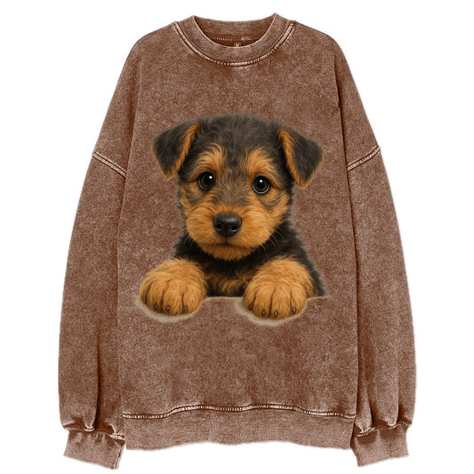 Airedale Terrier  - Vintage Sweatshirt - Brown