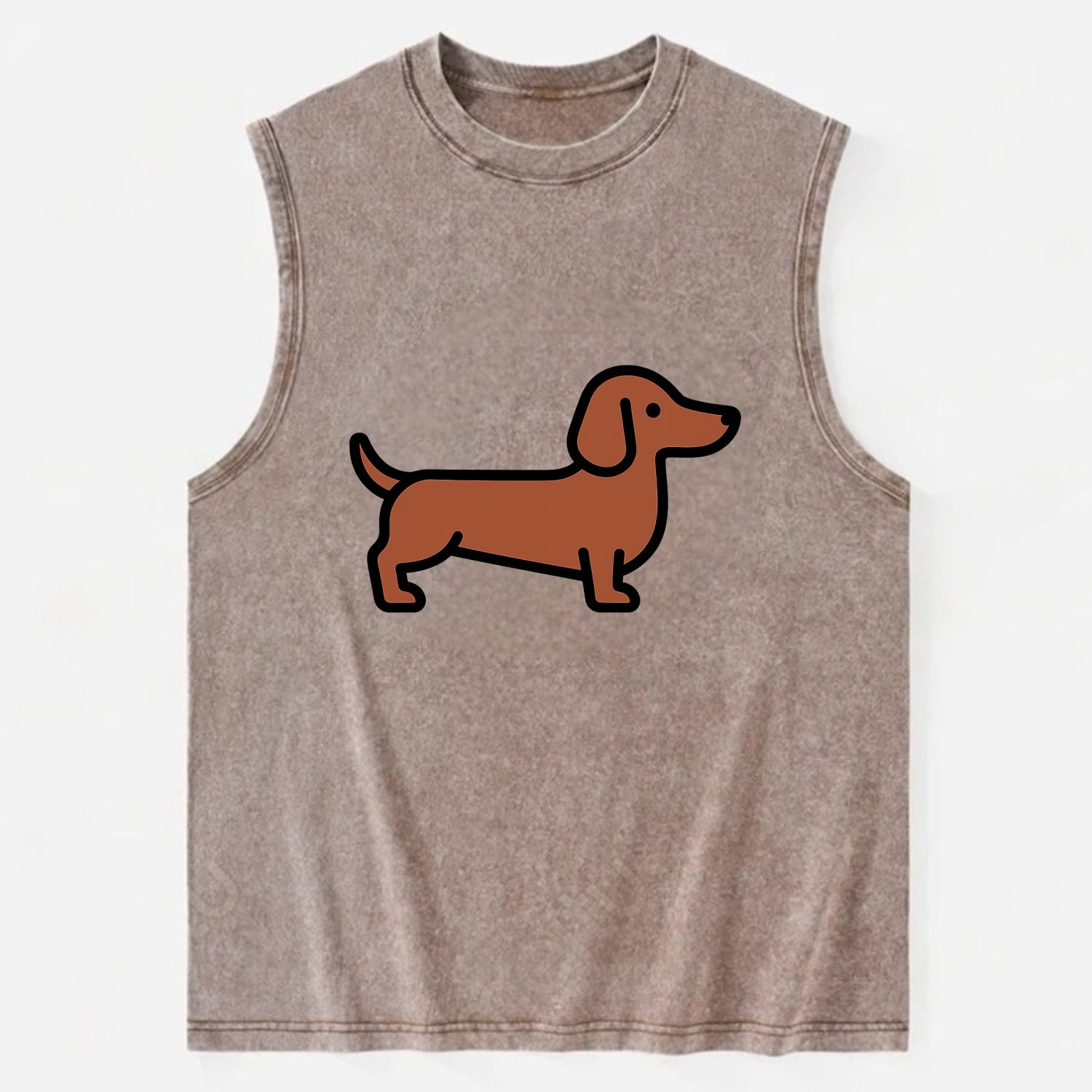 Dachshund - Red/brown smooth flat side profile - Vintage Washed Tank - Brown