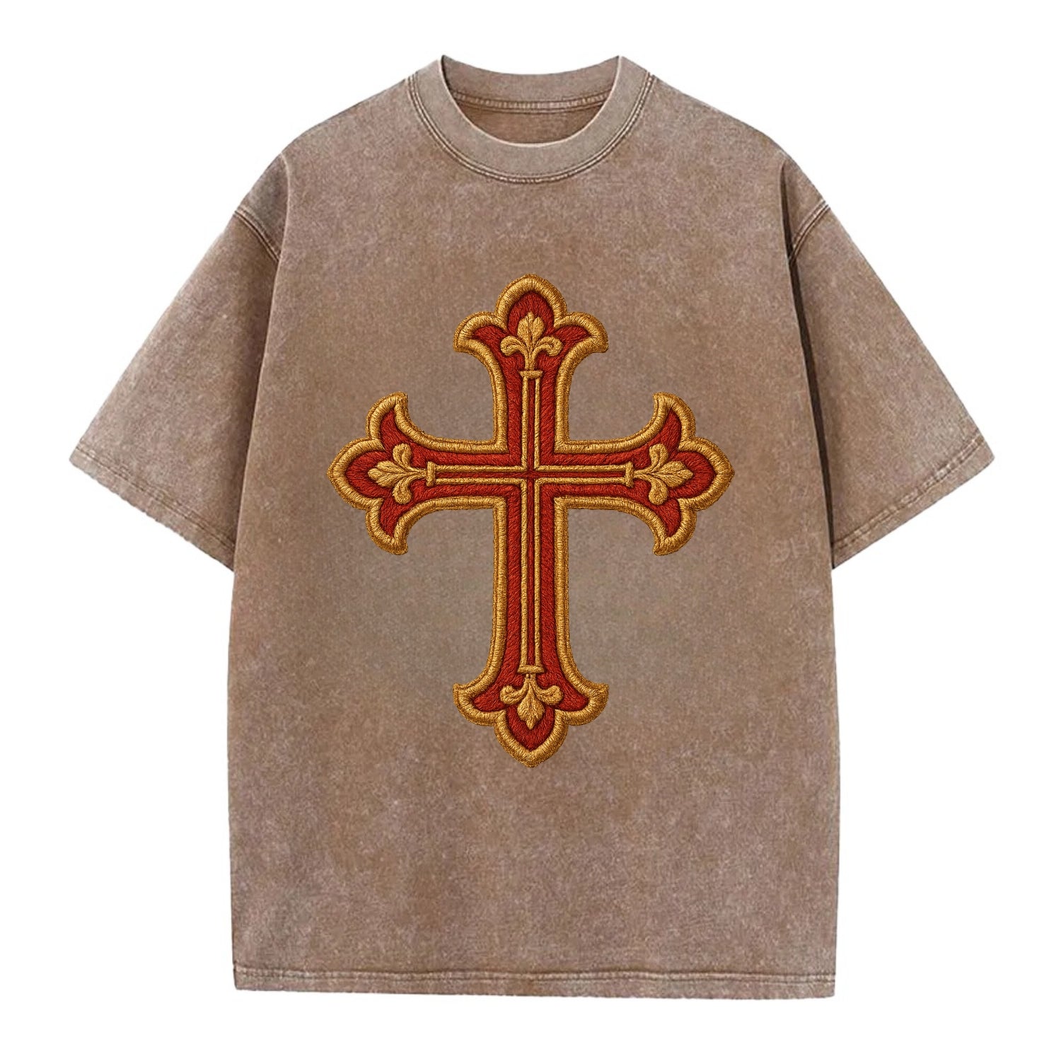 Armenian Cross - Vintage T-shirt - Brown