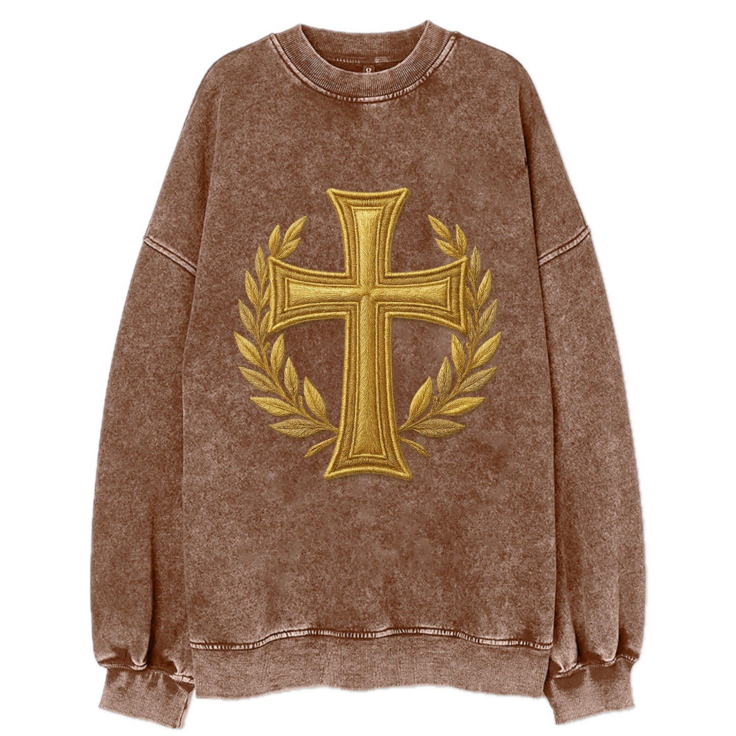 Victory Cross  - Vintage Sweatshirt - Brown