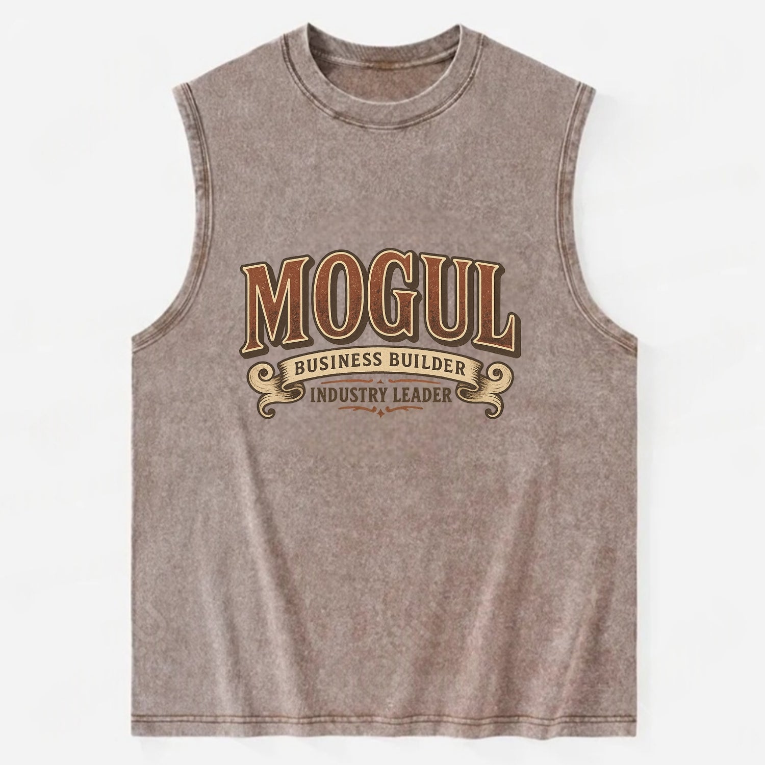 Bold typography design - "MOGUL" - business builder, industry leader - Vintage Washed Tank - Brown