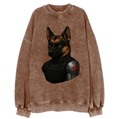 German Shepherd Winter Soldier  - Vintag - Vintage Sweatshirt - Brown