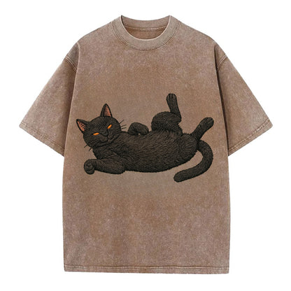 Bombay  fully relaxed sprawled out embro Vintage T-shirt - Brown