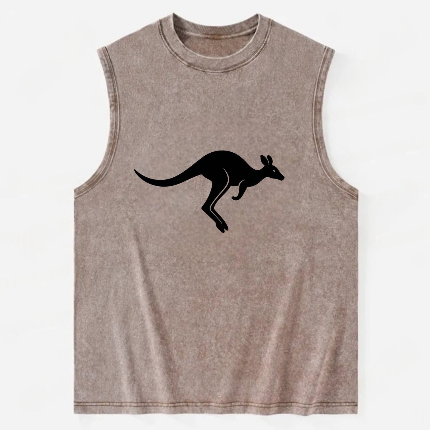 Kangaroo leaping across outback - Vintage Washed Tank - Brown