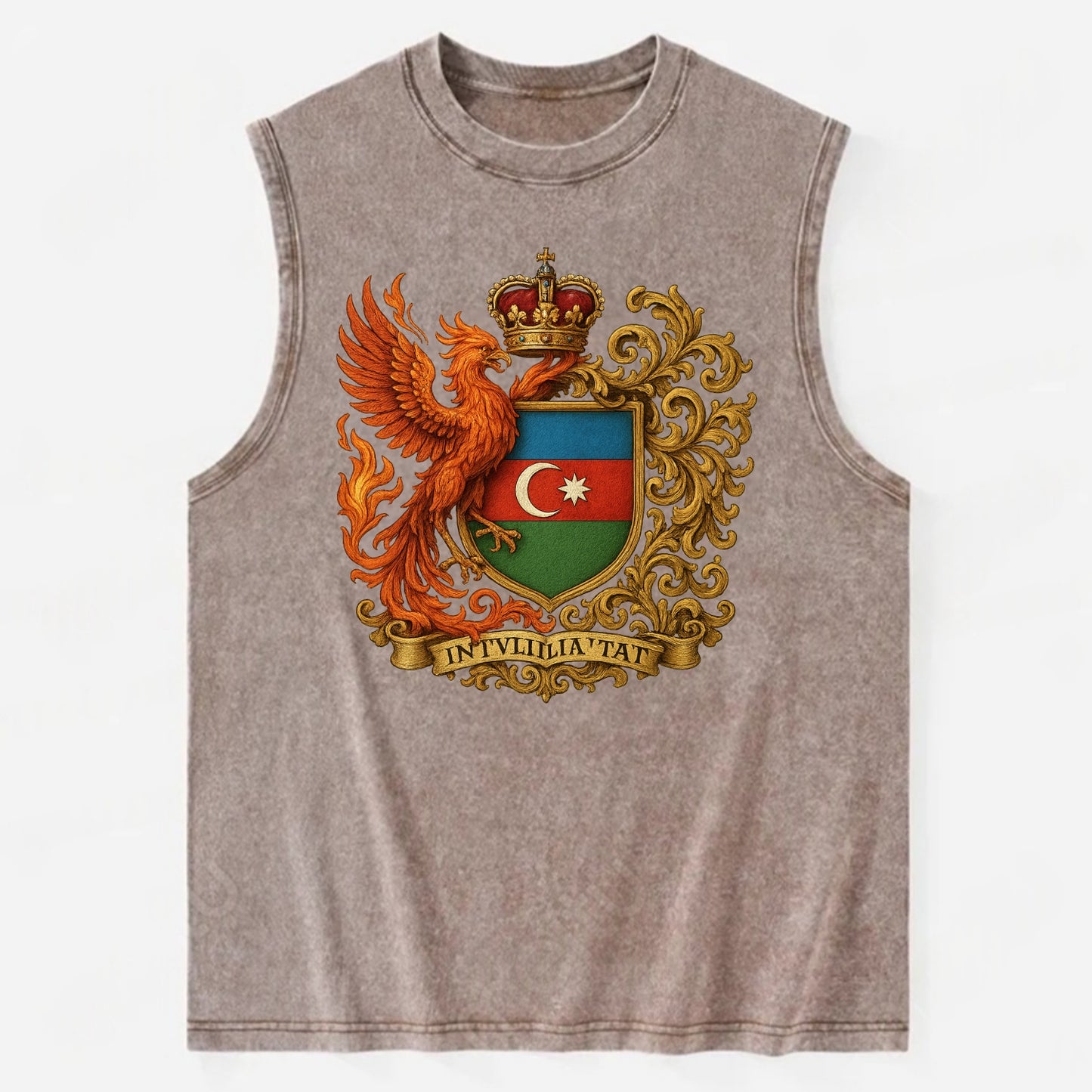 Azerbaijan Fire Phoenix Emblem - Vintage Washed Tank - Brown