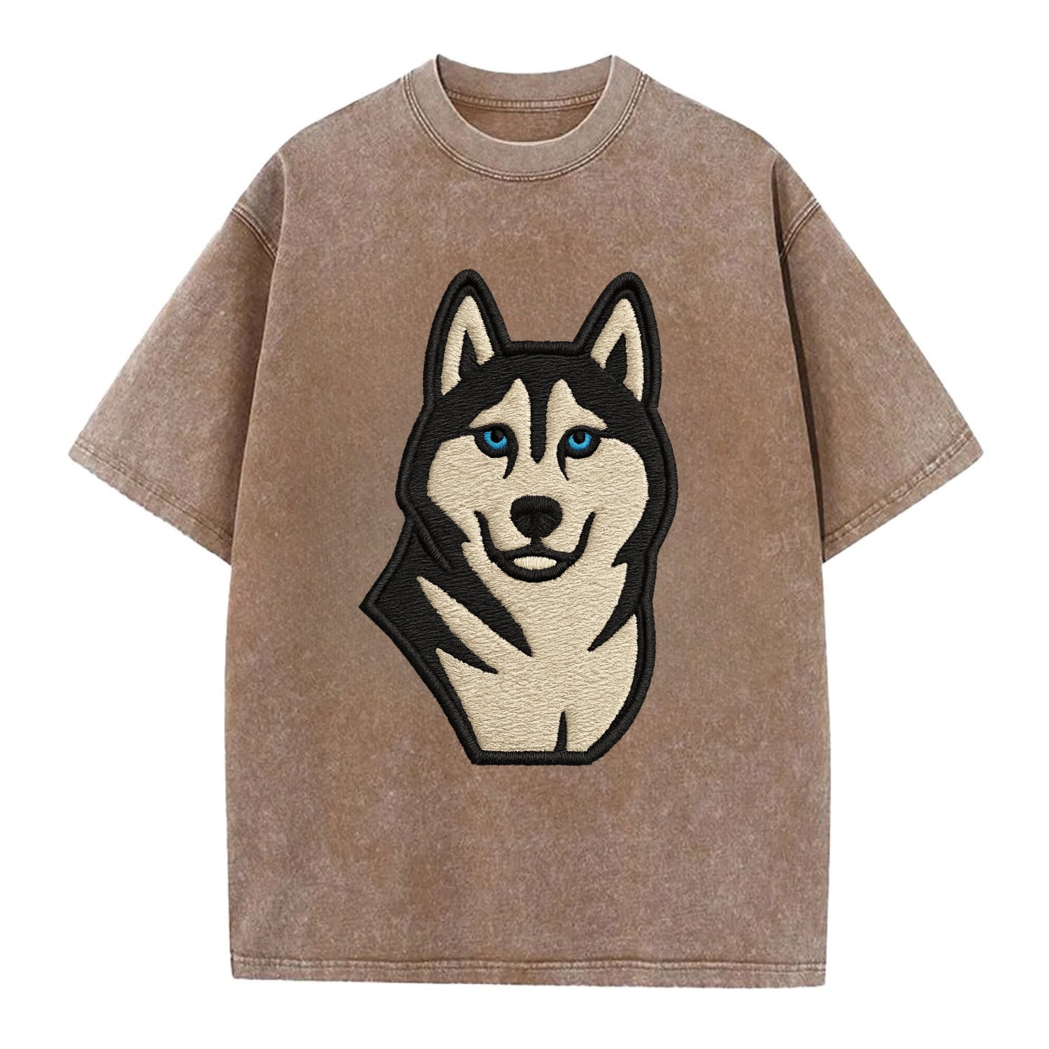 Husky - Blue eyes close-up portrait - Vi Vintage T-shirt - Brown