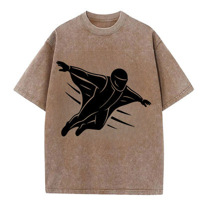Wingsuit flyer gliding - Vintage T-shirt - Brown