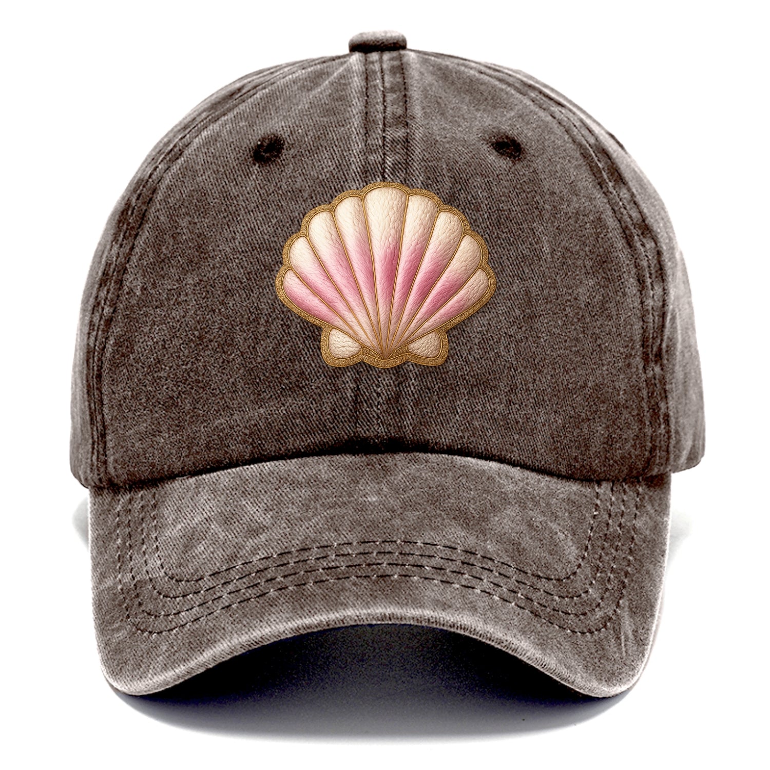 SEASHELL SCALLOP - scallop shell in cream and pink , beach - Classic Cap - Brown