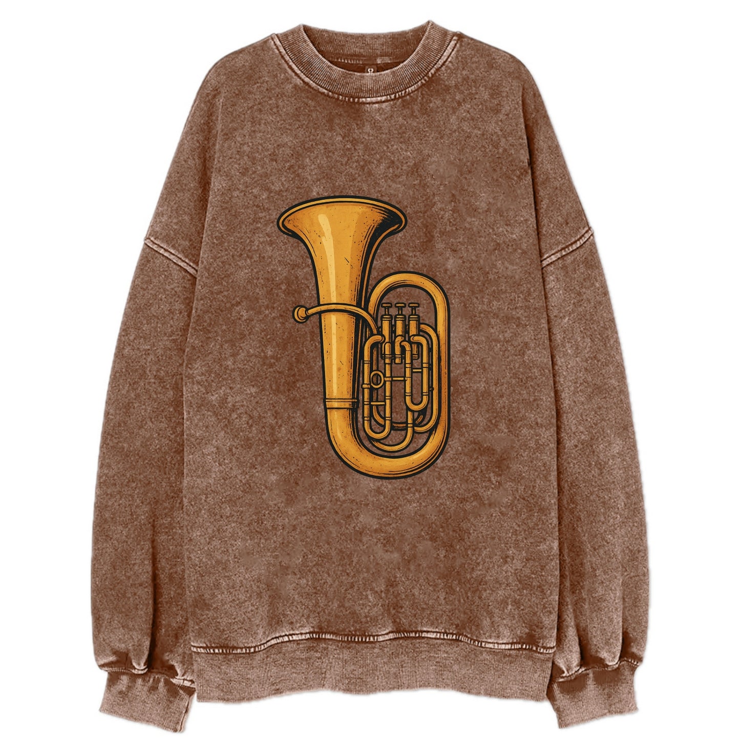 Tuba with large brass bell - Vintage Sweatshirt - Brown