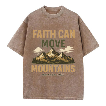 Matthew 17:20 Mountains - Vintage T-shirt - Brown