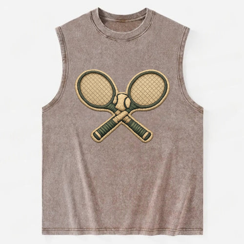 TENNIS RACKET CROSSED - tennis rackets with ball - Vintage Washed Tank