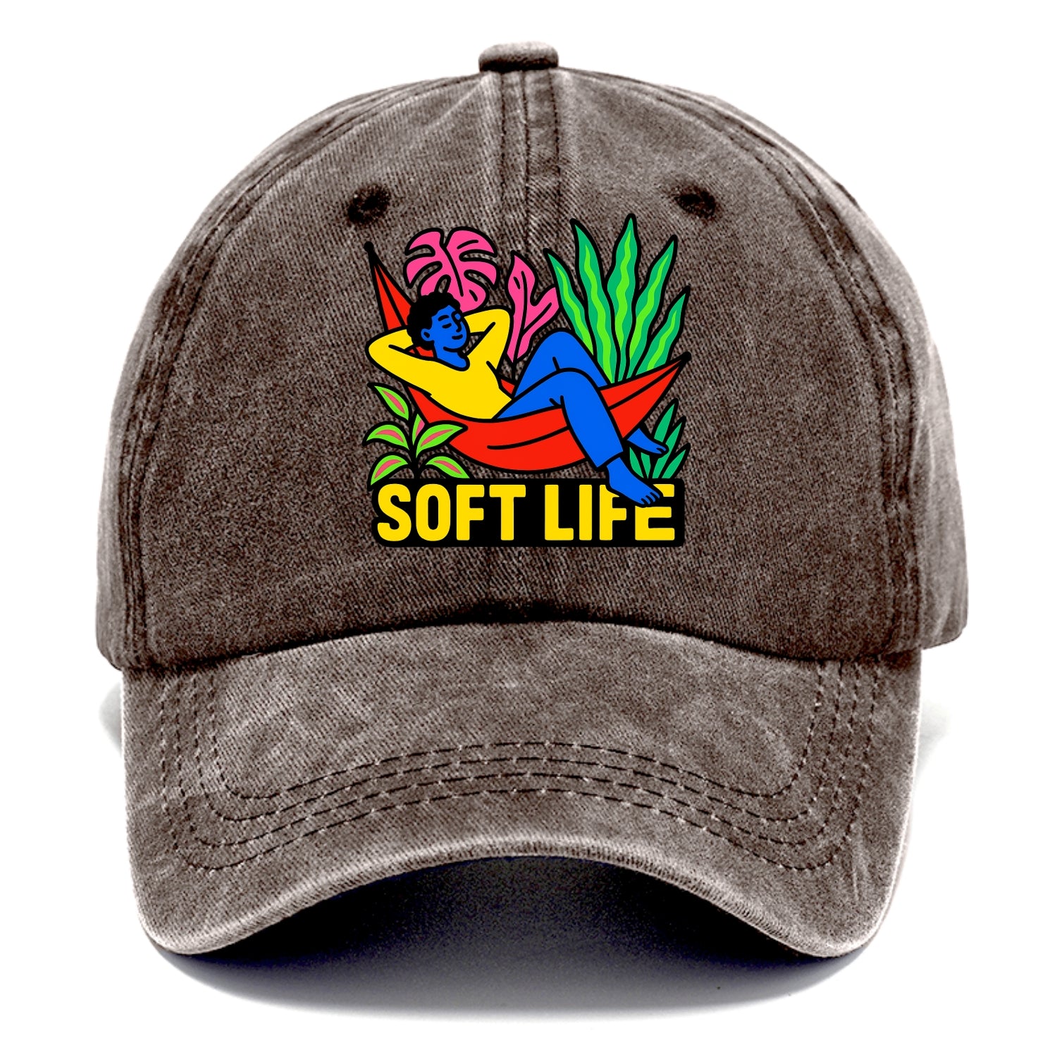 Person relaxing in hammock with plants - "soft life" aesthetic, peaceful living goals - Classic Cap - Brown