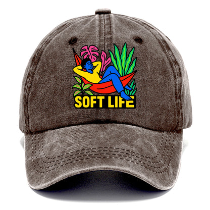 Person relaxing in hammock with plants - "soft life" aesthetic, peaceful living goals - Classic Cap - Brown