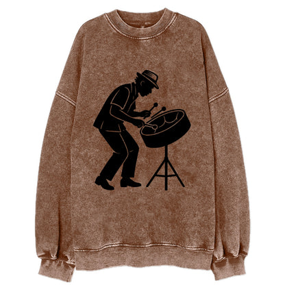 Steel drum player Caribbean rhythm - Vintage Sweatshirt - Brown
