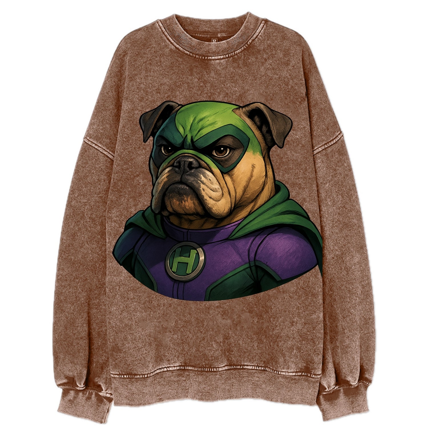 Bulldog Strong Hero  - Vintage Sweatshirt - Brown