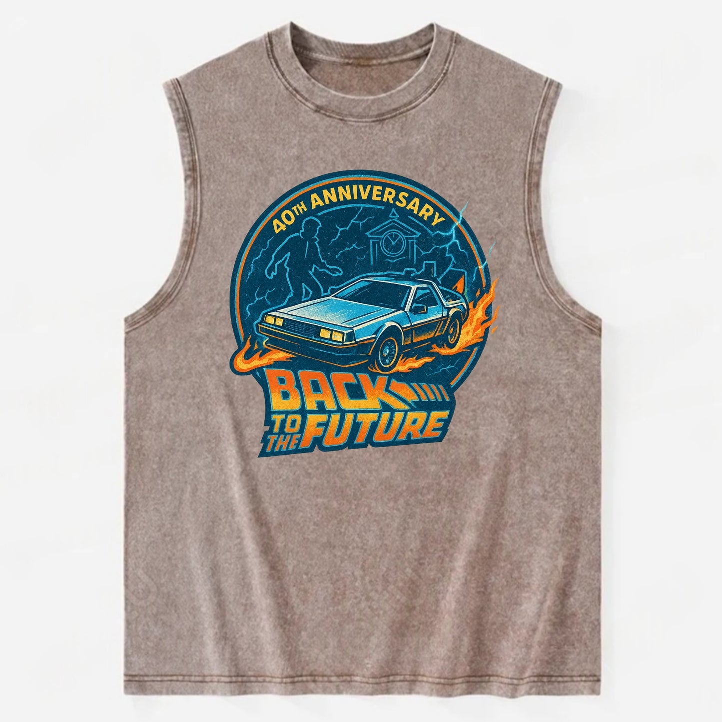 Back To The Future 40th Anniversary - Vintage Washed Tank - Brown